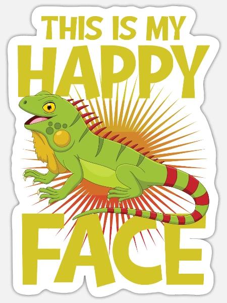 This is my happy face iguana - Sticker Größe S (10 x 10 cm) - Mattweiß