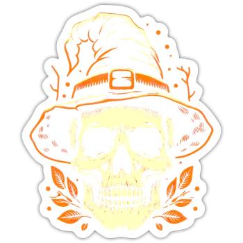 Totenkopf im Hut - Sticker Größe S (10 x 10 cm) - Mattweiß - Vorne