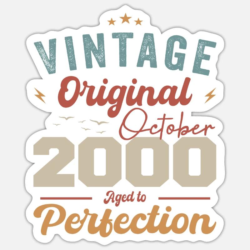 Octobre 2000 Cadeau d’anniversaire 2000 Octobre - Sticker taille S (10 x 10 cm) - blanc mat