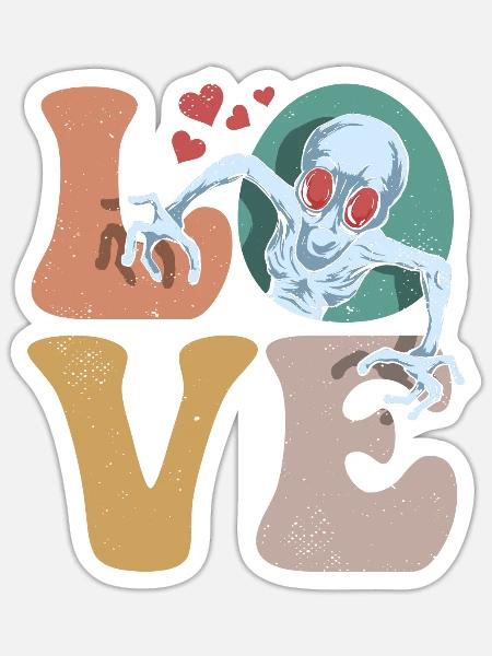 Dover Dämon Kryptide Kryptozoologie LIEBE - Sticker Größe S (10 x 10 cm) - Mattweiß