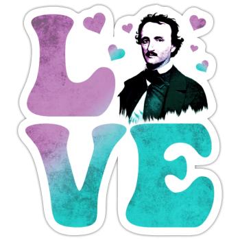 Edgar Allan Poe Littérature anglaise AMOUR - Sticker taille S (10 x 10 cm) - blanc mat - Devant