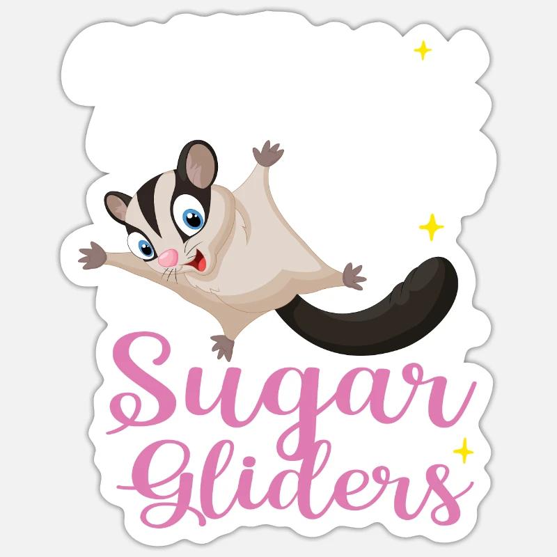 Sugar Glider Flughörnchen - Sticker Größe S (10 x 10 cm) - Mattweiß