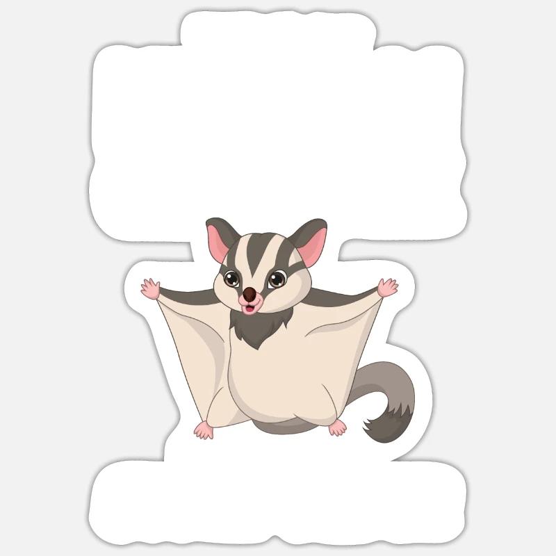Sugar Glider Flughörnchen - Sticker Größe S (10 x 10 cm) - Mattweiß