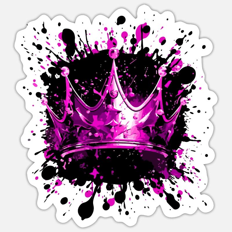 Krone Klecks - Sticker Größe S (10 x 10 cm) - Mattweiß