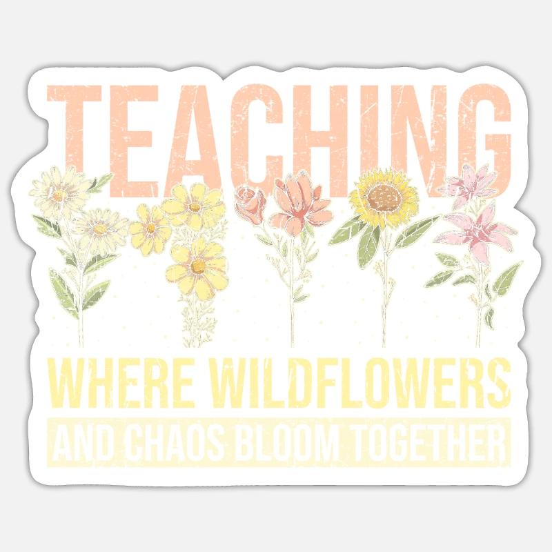 Teacher Funny Flower Teaching - Sticker size S (10 x 10 cm) - white matte