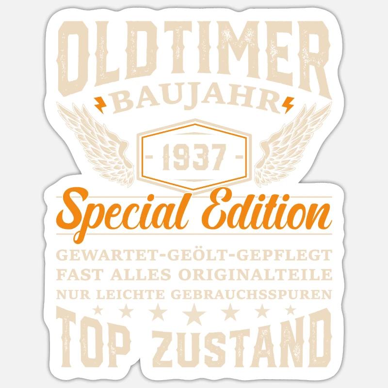 1937 Oldtimer Geschenk - Sticker Größe S (10 x 10 cm) - Mattweiß
