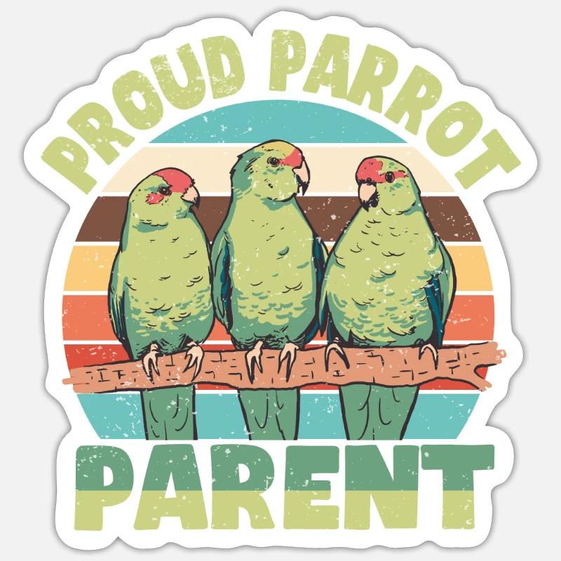 Perruche Perroquet Perroquet Propriétaire - Sticker taille S (10 x 10 cm) - blanc mat