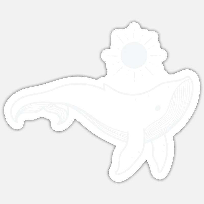 Wal mit Sonne - Sticker Größe S (10 x 10 cm) - Mattweiß