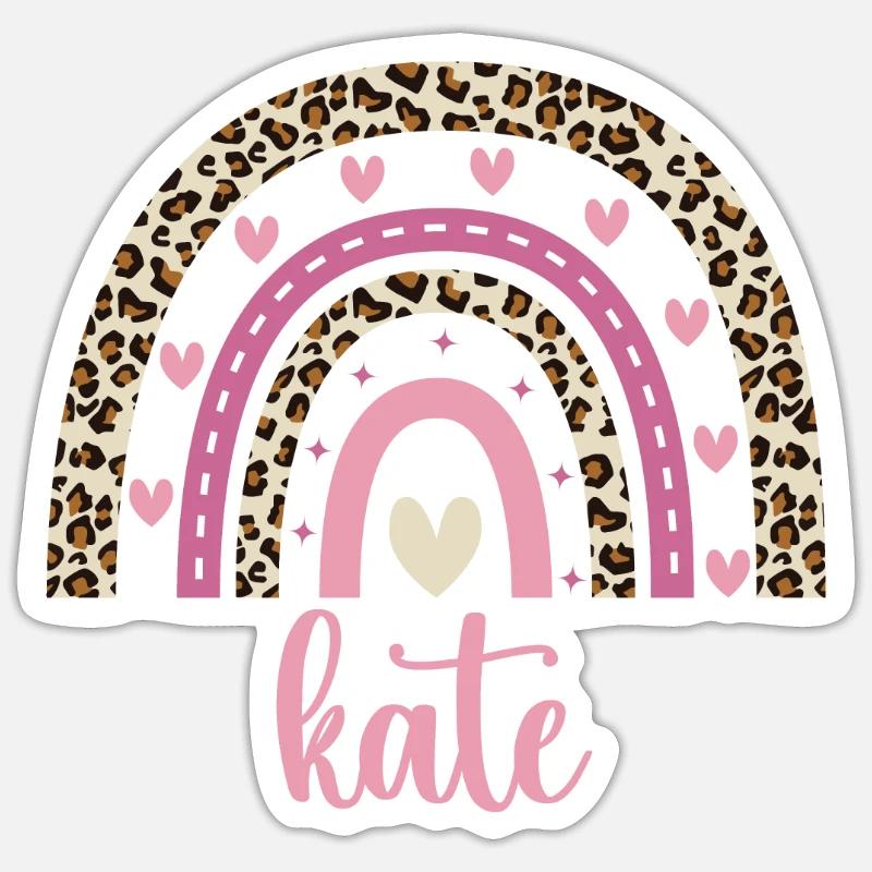 Kate Regenbogen Name Geburtstag Kate - Sticker Größe S (10 x 10 cm) - Mattweiß