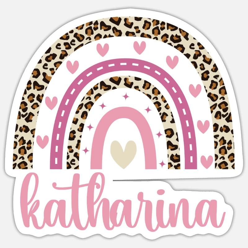 Katharina Regenbogen Name Geburtstag Katharina - Sticker Größe S (10 x 10 cm) - Mattweiß