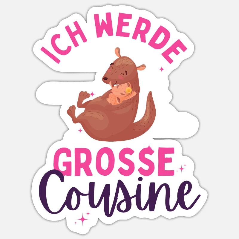 Ich werde Große Cousine 2024 Loading Känguru Sticker Größe S (10 x 10 cm)