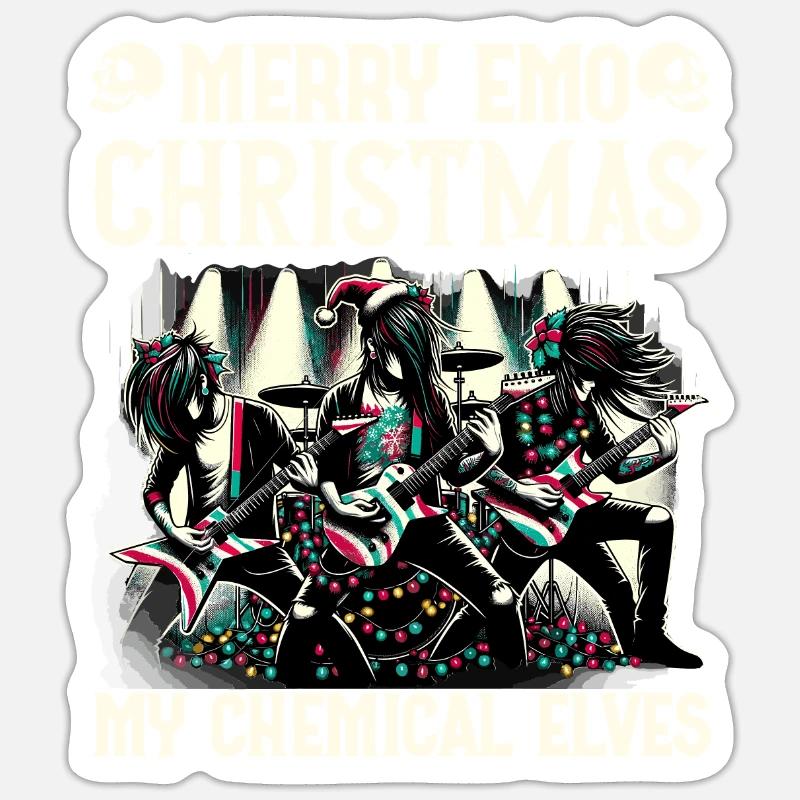 Joyeux Emo Noël Mes Elfes Chimiques Emocore Sticker taille S (10 x 10 cm)