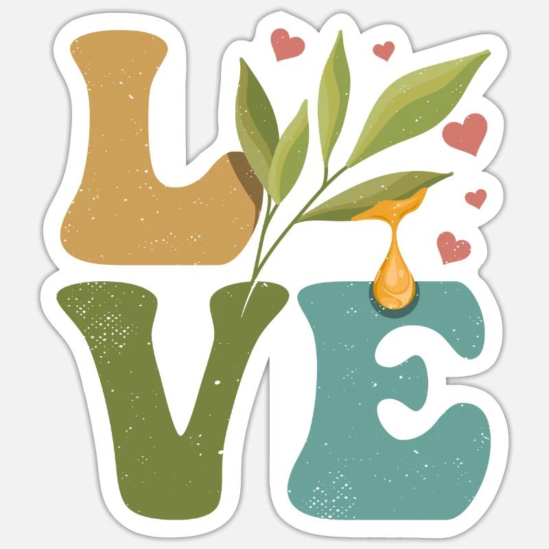 Ätherisches Öl LIEBE - Sticker Größe S (10 x 10 cm) - Mattweiß