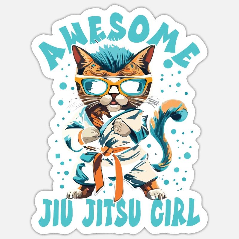Jiu Jitsu - Sticker taille S (10 x 10 cm) - blanc mat
