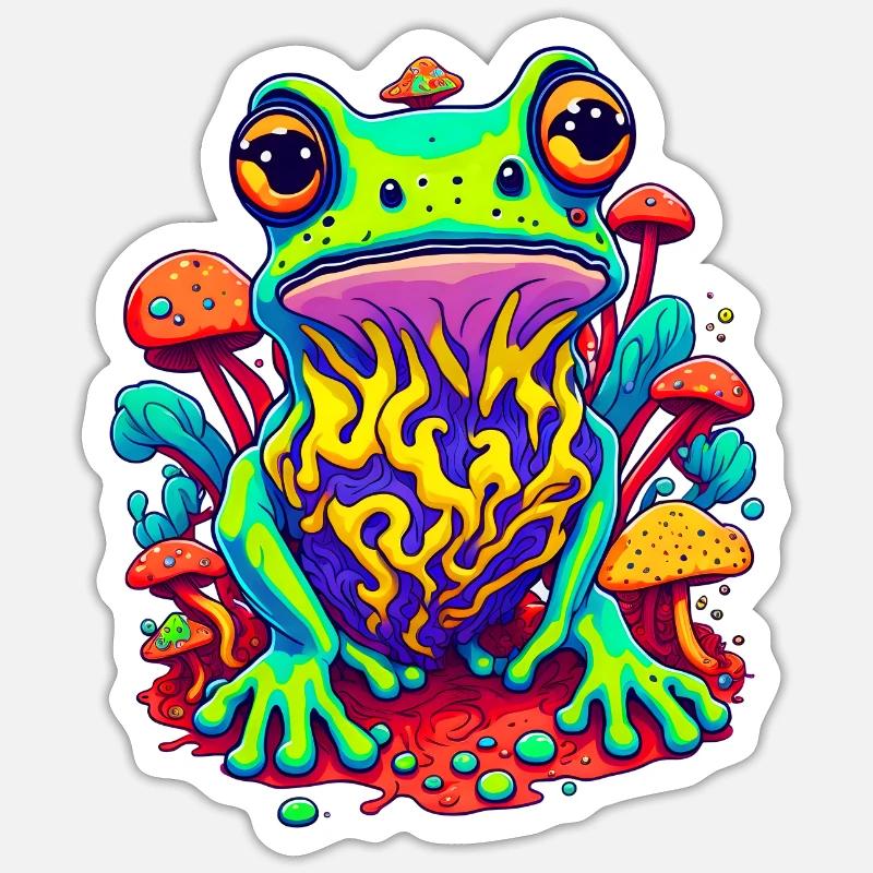Trippy Frog 02 - Sticker Größe S (10 x 10 cm) - Mattweiß