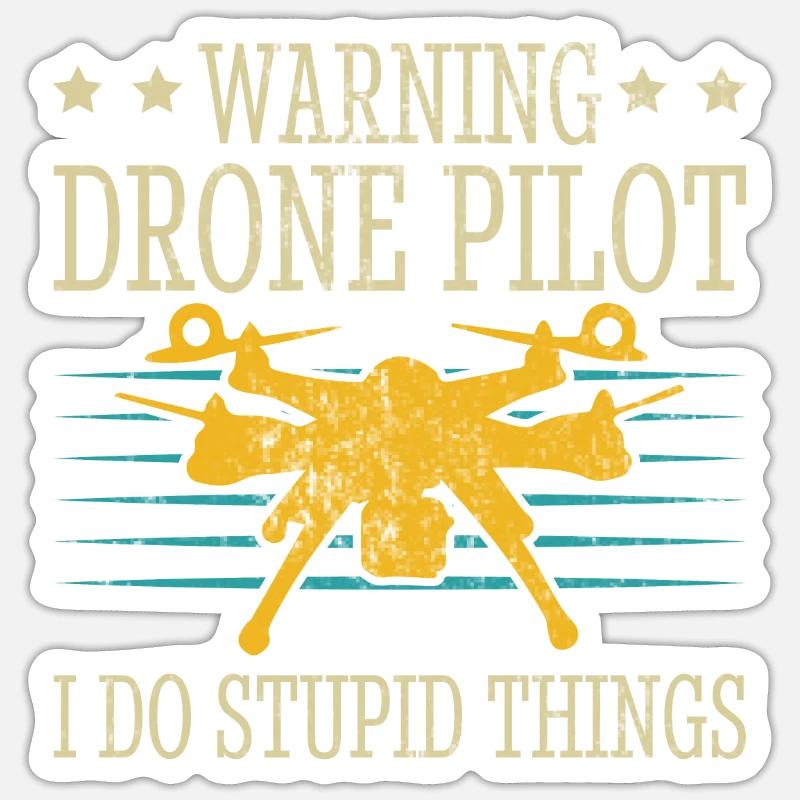 Drone - Sticker taille S (10 x 10 cm) - blanc mat
