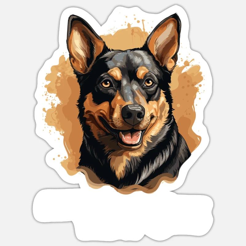 Chien Kelpie australien - Sticker taille S (10 x 10 cm) - blanc mat