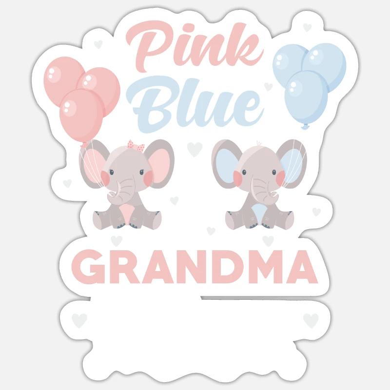 Rosa oder blauer Oma Elefant Sticker Größe S (10 x 10 cm)
