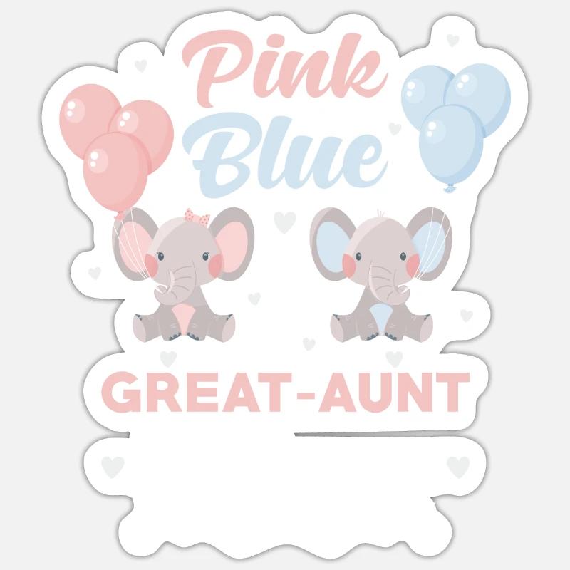 Rosa oder Blau Großtante Elefant - Sticker Größe S (10 x 10 cm) - Mattweiß
