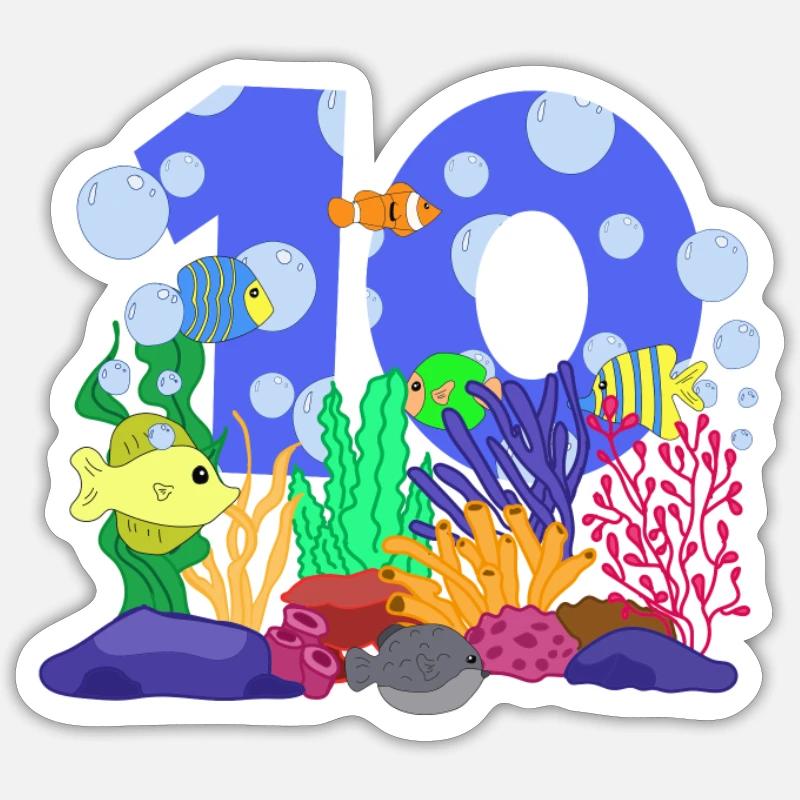 Cadeau de poisson d’aquarium - Sticker taille S (10 x 10 cm) - blanc mat