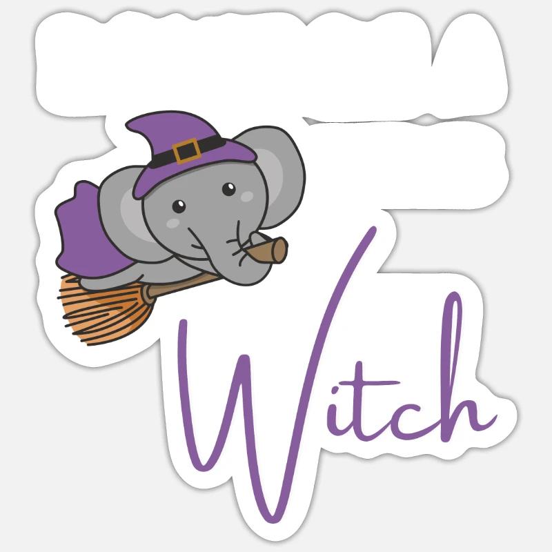 Elephant Halloween Witch don't be a basic witch Sticker size S (10 x 10 cm)