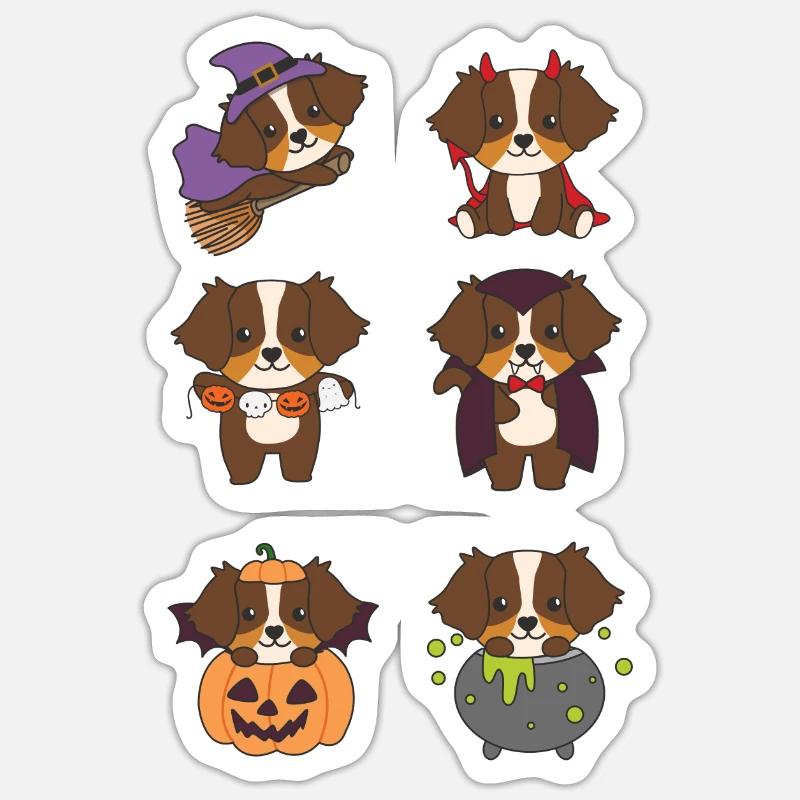 Australian Shepherd Halloween Devil Pumpkin - Sticker size S (10 x 10 cm) - white matte