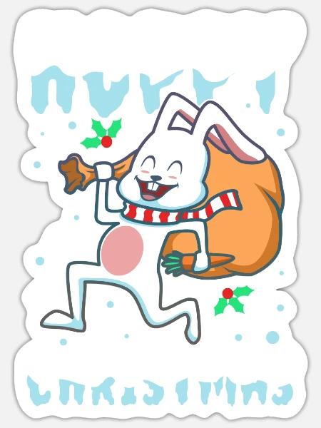 Hoppy Christmas - Sticker Größe S (10 x 10 cm) - Mattweiß