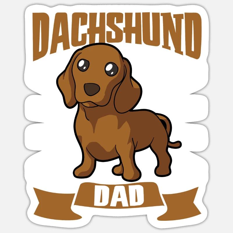 Papa teckel - Dackel - Sticker taille S (10 x 10 cm) - blanc mat