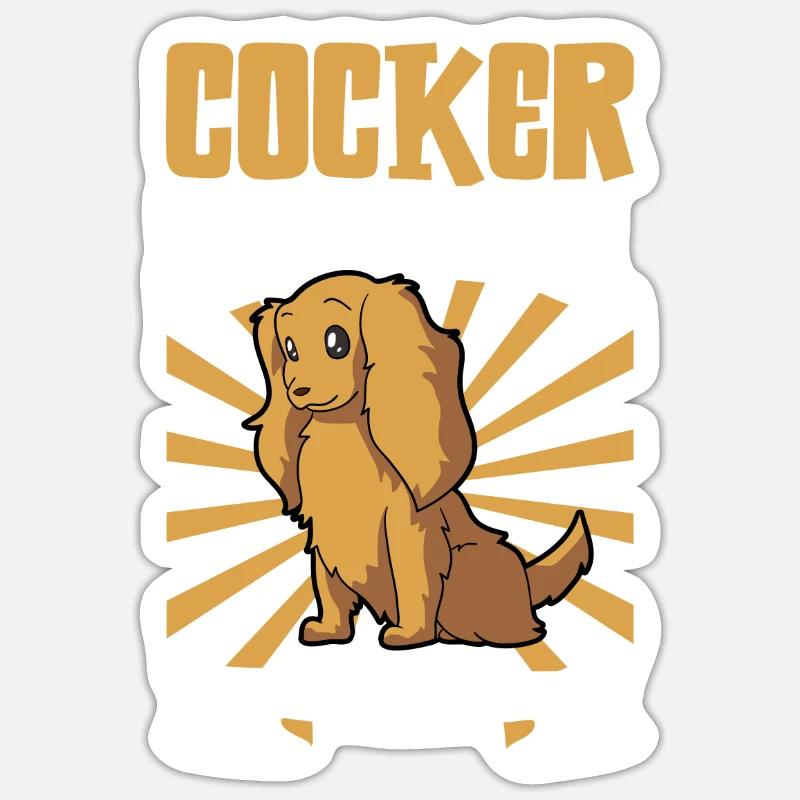 Cocker Spaniel Dad - Cocker Spaniel - Sticker Größe S (10 x 10 cm) - Mattweiß