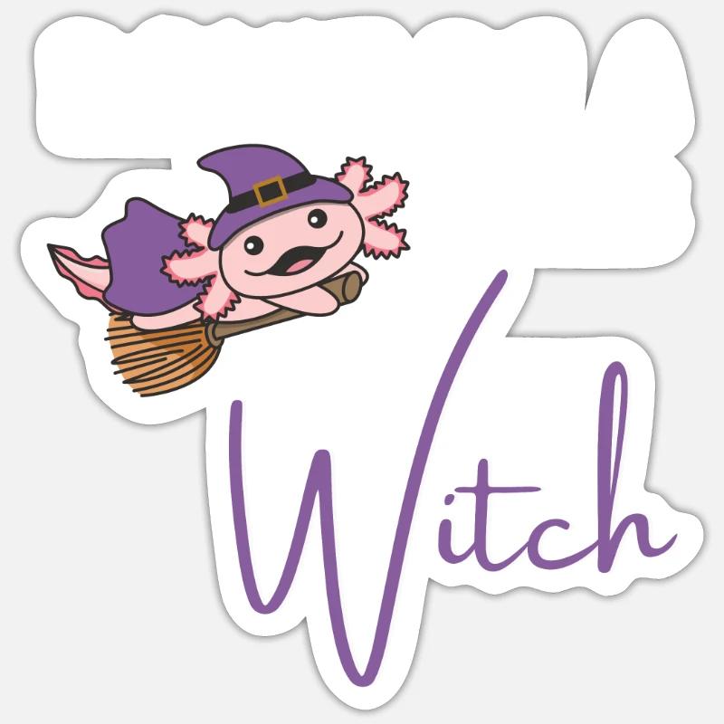 Axolotl Halloween Hexen don't be a basic witch Sticker Größe S (10 x 10 cm)
