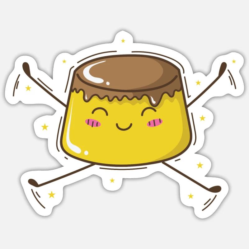 süßer Pudding Vanille Essen - Sticker Größe S (10 x 10 cm) - Mattweiß