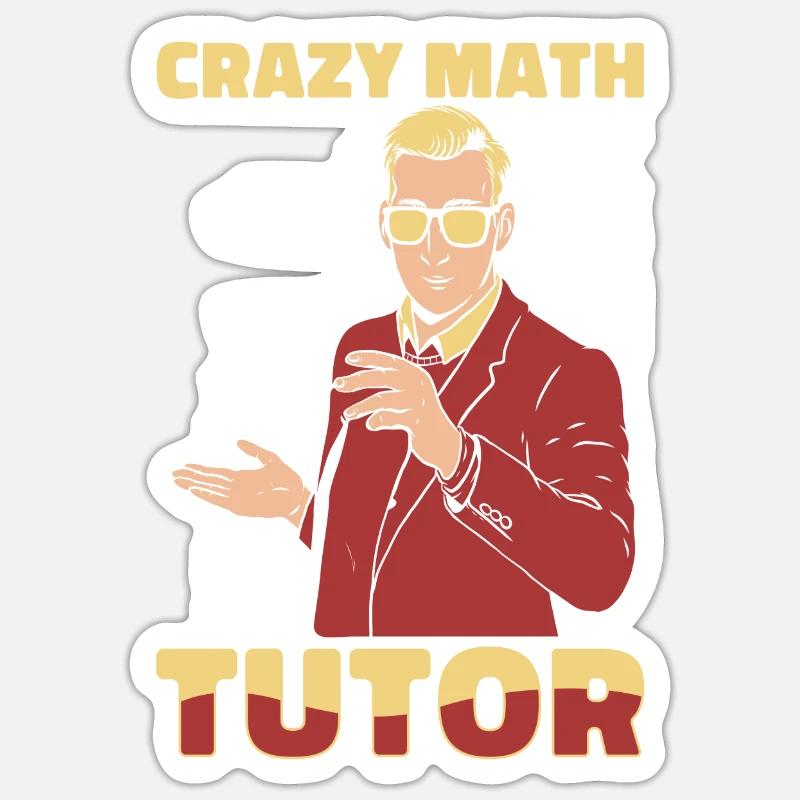 Professeur de maths Professeur de maths Fou - Sticker taille S (10 x 10 cm) - blanc mat