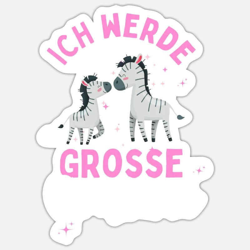 Ich werde Große Cousine 2024 Loading Zebra Herz Sticker Größe S (10 x 10 cm)