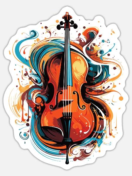 Cellospieler Cellist-Musiker - Sticker Größe S (10 x 10 cm) - Mattweiß