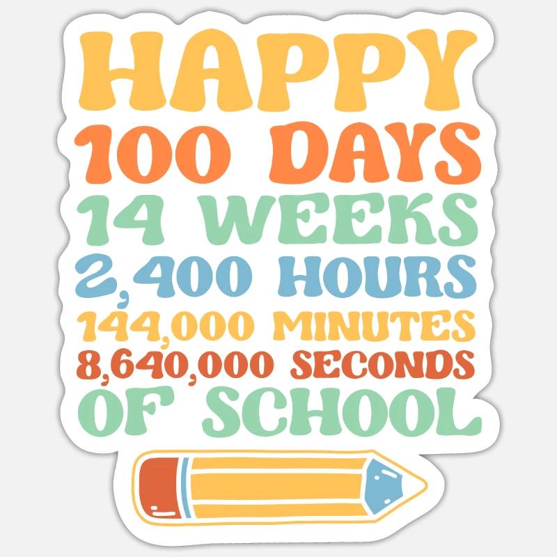 Joyeuses 100 jours de bibliothèque étudiante pour enseignants - Sticker taille S (10 x 10 cm) - blanc mat