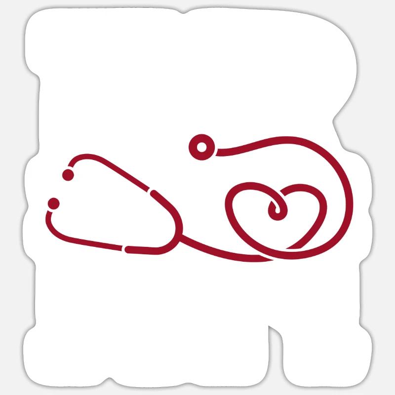 Krankenschwester Herz Notfall Krankenschwester - Sticker Größe S (10 x 10 cm) - Mattweiß