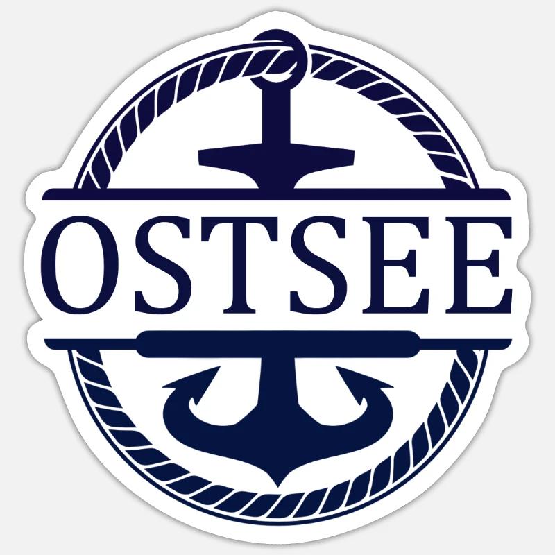 Schiff Anker Ostsee - Sticker Größe S (10 x 10 cm) - Mattweiß
