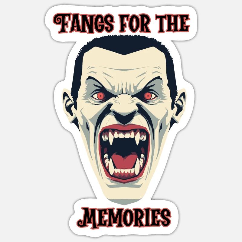 Dracula Vampire baring teeth, Halloween - Sticker size S (10 x 10 cm) - white matte