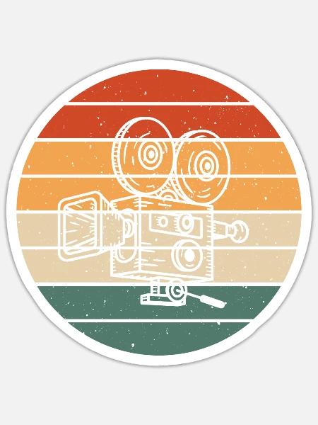 Retro Fil Set Kameran - Sticker Größe S (10 x 10 cm) - Mattweiß