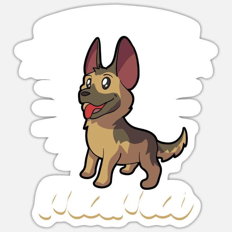 Schäferhund Mama - Deutscher Schäferhund - Sticker Größe S (10 x 10 cm) - Mattweiß