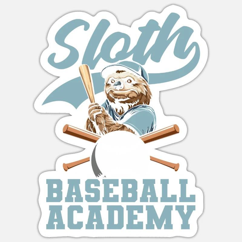 Sloth Cool Sloth Baseball - Sticker size S (10 x 10 cm) - white matte
