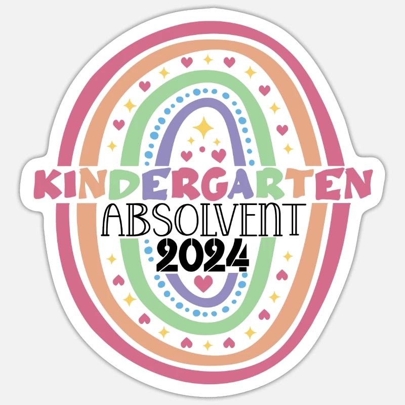 Kindergarten Absolvent 2024 Regenbogen Einschulung Sticker Größe S (10 x 10 cm)