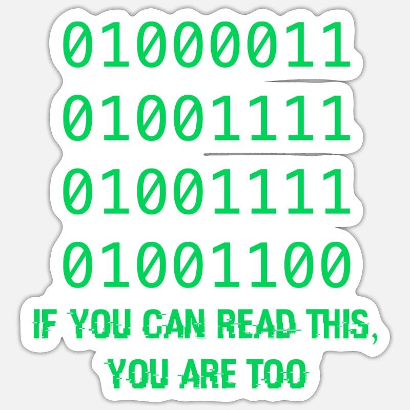 Cadeau Développeurs De Code Binaire Informatique Sticker taille S (10 x 10 cm)