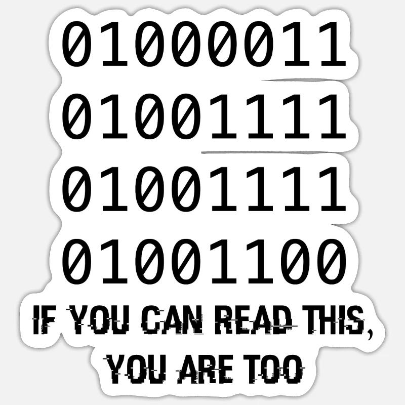 Computer Binary Code Developers Gift Sticker size S (10 x 10 cm)