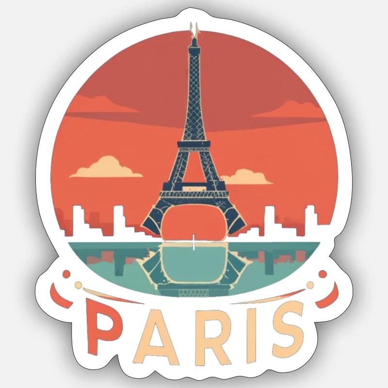Paris Sunset Circle - Sticker size S (10 x 10 cm) - white matte