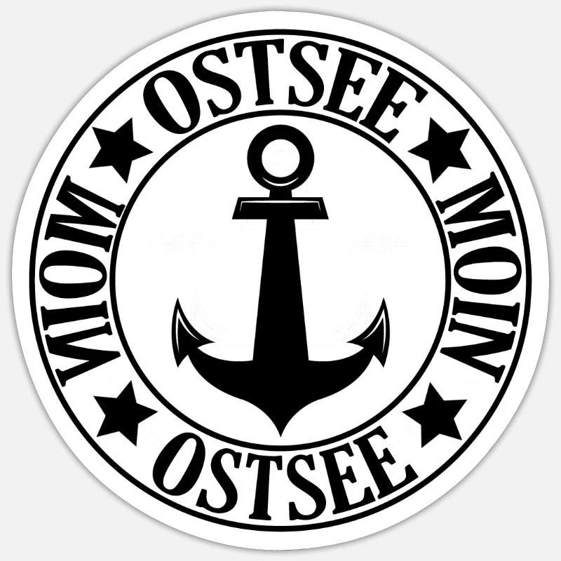 Ostsee mit Anker Moin - Sticker Größe S (10 x 10 cm) - Mattweiß