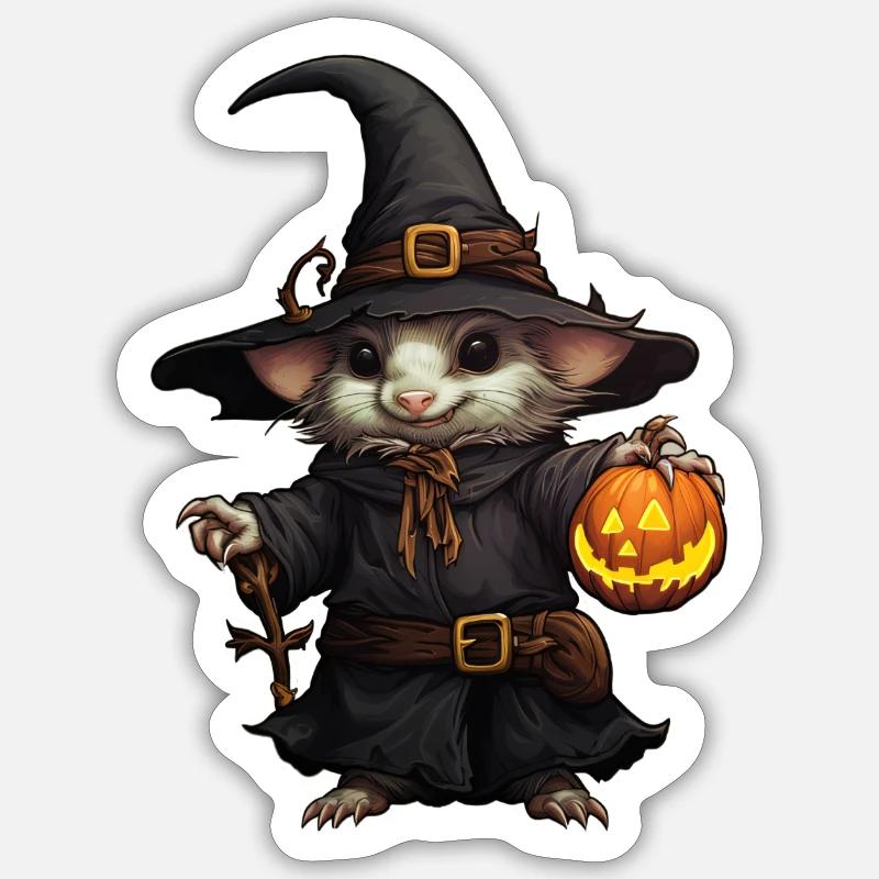 Halloween Mouse Wizard - Sticker size S (10 x 10 cm) - white matte
