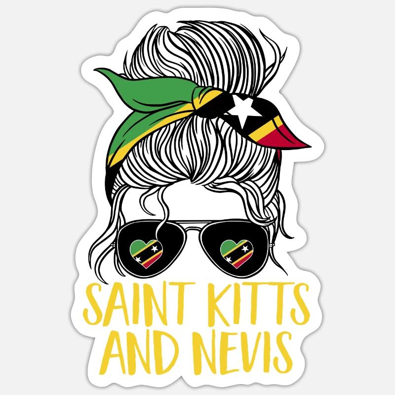 Drapeau de Saint-Kitts-et-Nevis - Sticker taille S (10 x 10 cm) - blanc mat