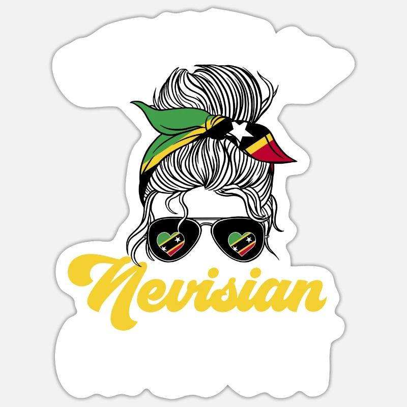 Drapeau de Saint-Kitts-et-Nevis - Sticker taille S (10 x 10 cm) - blanc mat