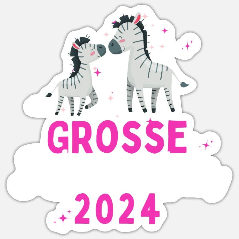 Ich werde Große Schwester 2024 Loading Zebra - Sticker Größe S (10 x 10 cm) - Mattweiß